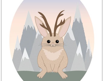 Jackalope Children's Art -  Jasper the Jackalope - Cryptozoology Critters PDF Download