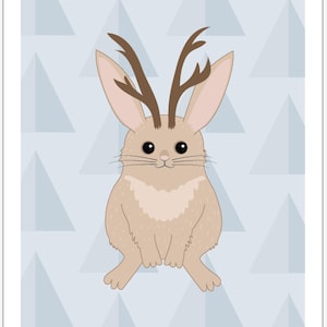 Jackalope Children&#39;s Art -  Jasper the Jackalope - Cryptozoology Critters PDF Download 8&quot; x 10&quot; & 11&quot; x 14&quot;