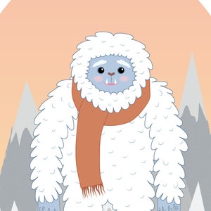 Yeti Children's Art Eddy the Yeti in Mountains - Etsy