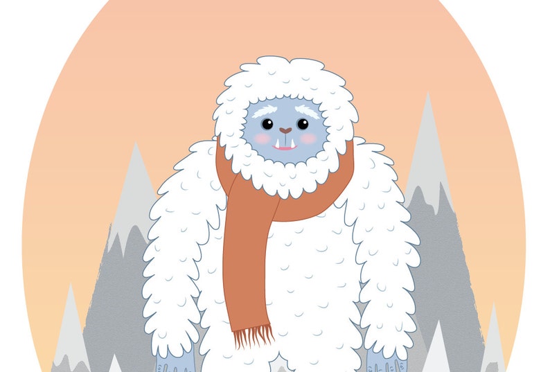 Yeti Children's Art Eddy the Yeti in Mountains Etsy