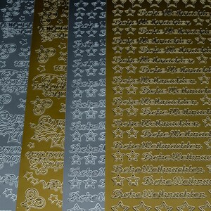 Aufkleber Sticker Weihnachtsmotive gold silber Schriftzug