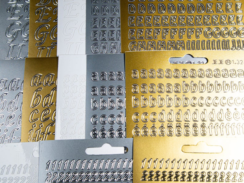 Sticker Sticker Letters Numbers Print Cursive Gold Silver Etsy UK