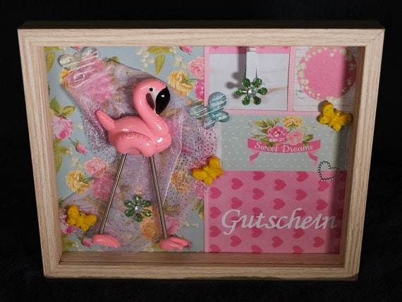 Stilvolle Verpackung für Gutscheine: Geschenk-Rahmen Flamingos