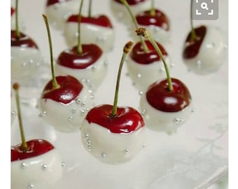 Valentine's day cherries! Vegan cocoa dipped cherries.