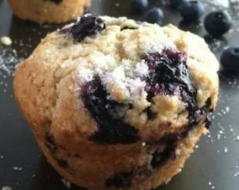 Vegan fresh blueberry muffins.