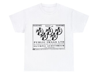 Public Image Ltd, PIL, olympisches Publikum, schwarze Athleten, soziale Verzerrung schweres Baumwoll-T-Shirt, T-Shirt