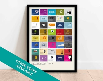 40 Years of Film - Personalised 40th Birthday Poster - 1984 Film Icons - Framed Options