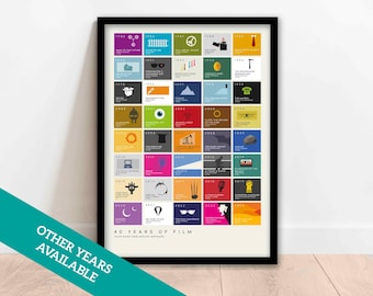 40 Years of Film - Personalised 40th Birthday Poster - 1985 Film Icons - Framed Options
