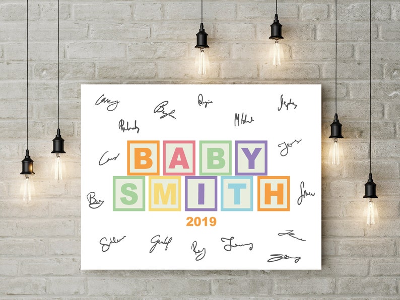 Baby Blocks Personalised Baby Shower Guest Book Alternative Etsy UK
