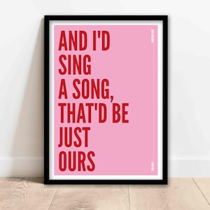 Custom Typography Lyric Posters - Personalised Music Prints in Any Colour with Framed Options - Valentine&#39;s Day Gift Idea