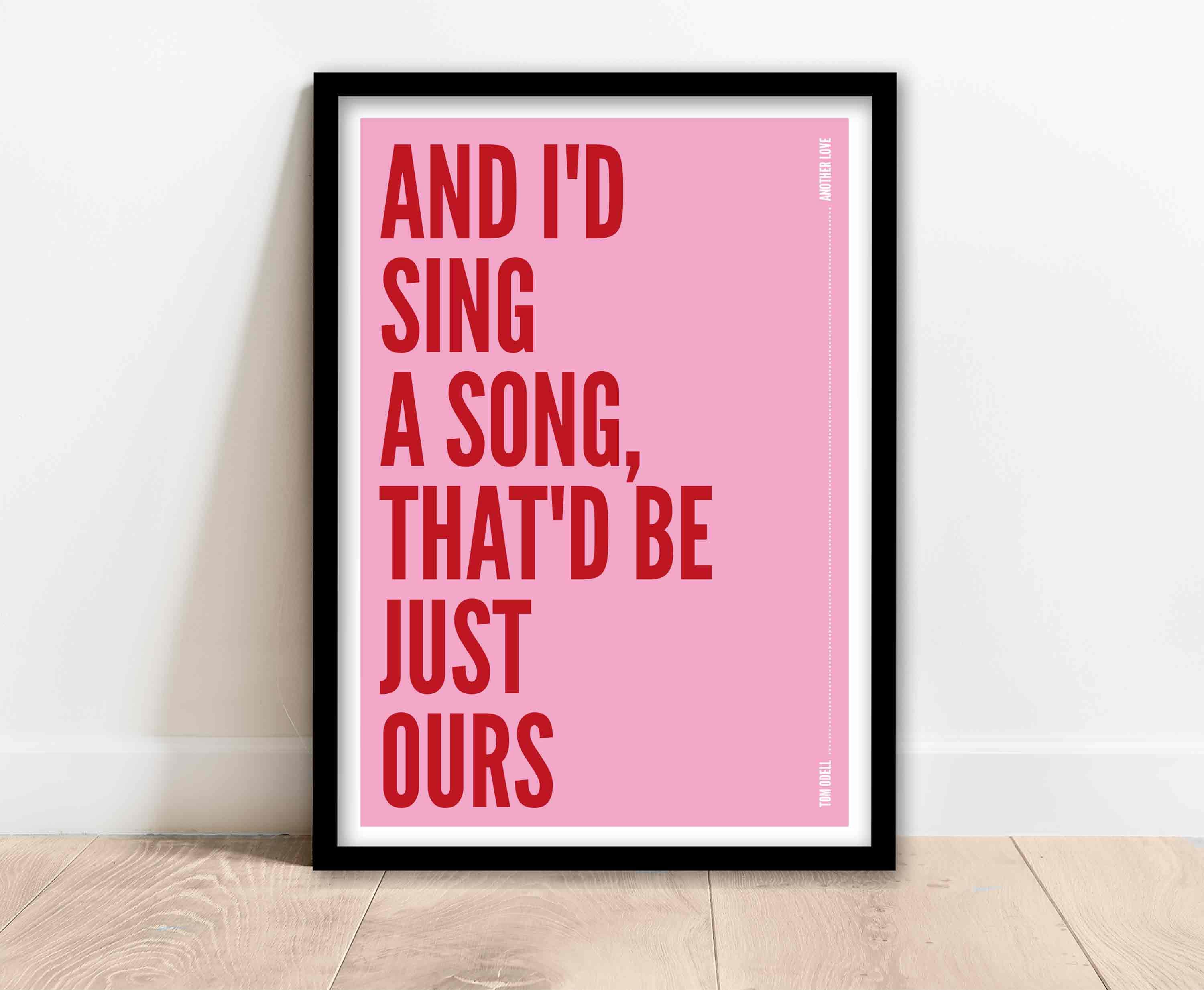 Tom Odell Another Love White Heart Song Lyric Art Print