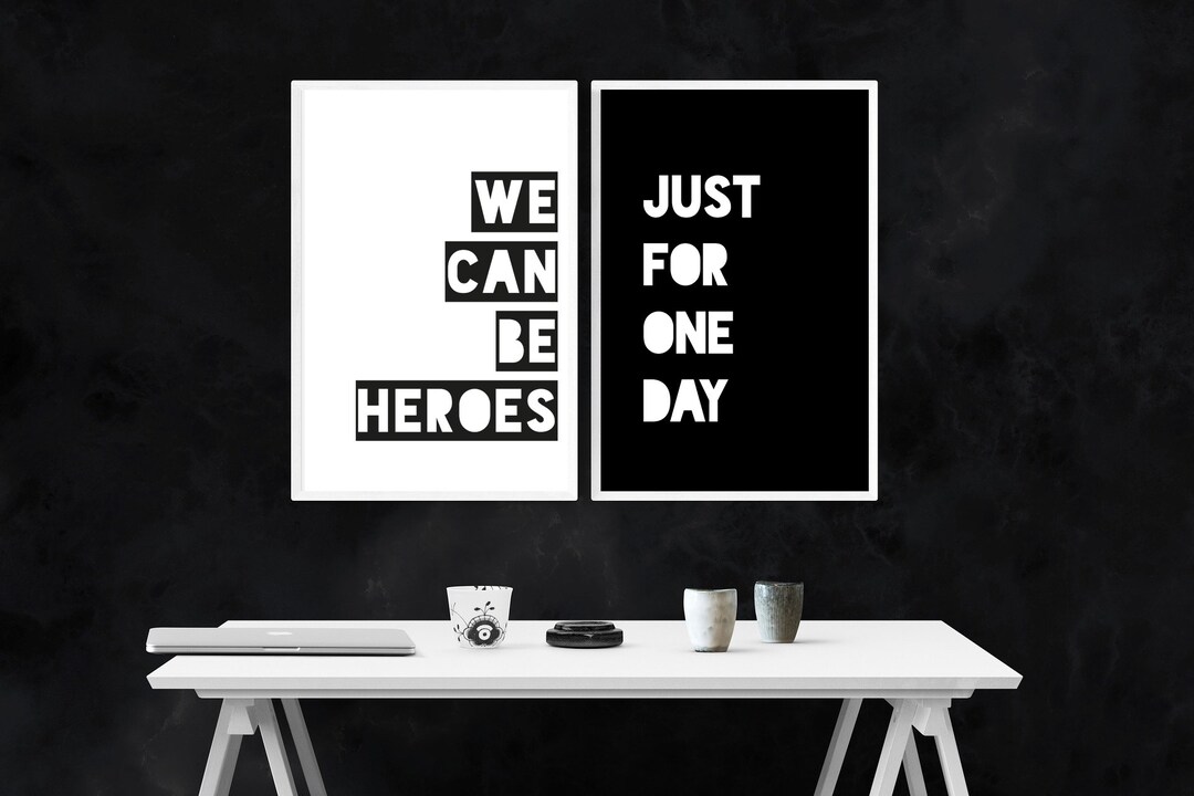 We Can Be Heroes Just for One Day David Bowie Lyric Poster Unique Music