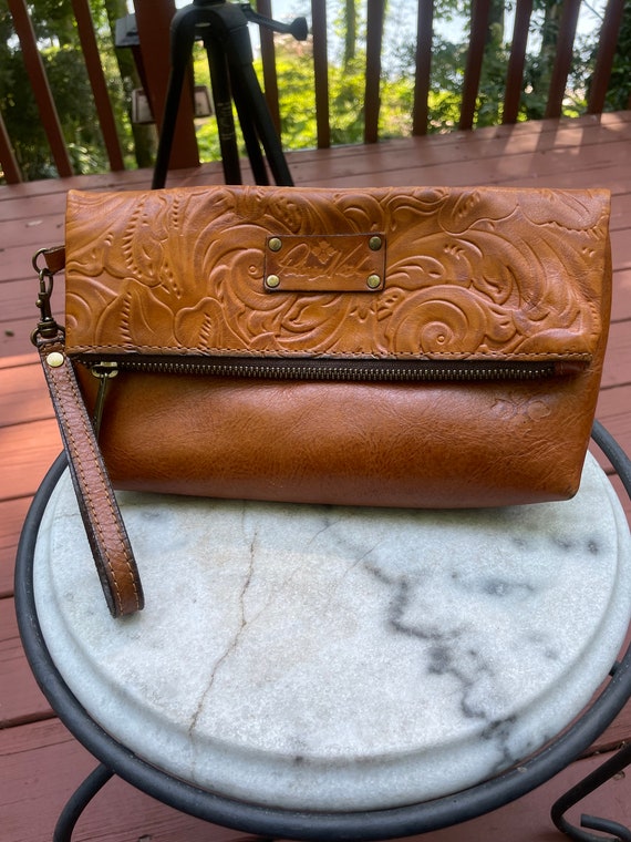 Patricia Nash Brown Leather Wristlet Handbag
