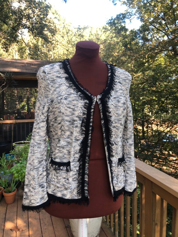 Nic Zoe Black and White Cardigan With Pockets -  Canada