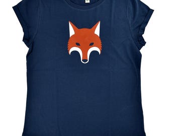 Fox women's T-shirt made of organic cotton for forest striders and animal lovers - hand-printed in Vienna