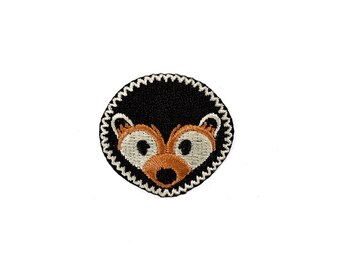 Hedgehog black - mini patch, iron on, badge, embroidery, patches, animal, nature, wildlife, autumn, garden, forest animal