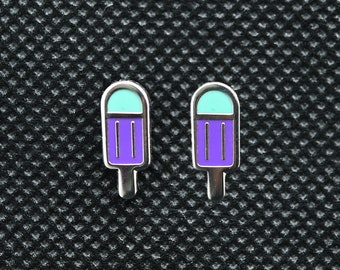 Popsicle earrings purple/turquoise  - hard enamel ear studs