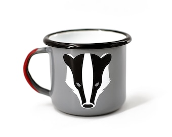 Badger Enamel Mug - camping mug, woodland, animal, forest, coffee, hiking, nature, outdoor, handmade in the EU