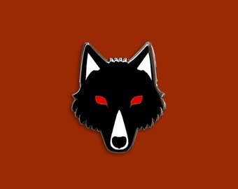 Wolf schwarz - Emaille Pin, Anstecker, Anstecknadel, Abzeichen, hart Emaille, Brosche, Wildtier, Abenteuer