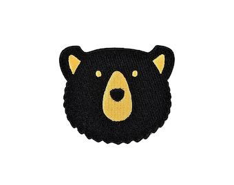 Niedźwiedź - naszywka do prasowania, czarny niedźwiedź, aplikacja, odznaka, haft, naszywka do prasowania, zwierzę, natura, dzika przyroda, zwierzę leśne, grizzly, miód, niedźwiedź brunatny