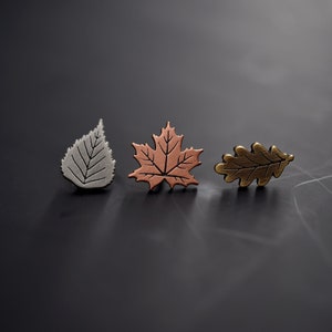 Set of 3 Leaf pins - lapel pin, badge, brooch, pin