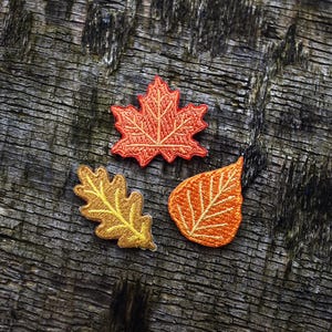 Leaves Patches Autumn - Iron-on fall leaves, oak, maple, birch