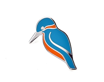 Kingfisher - hard enamel lapel pin, badge, brooch, pin, animal, forest, nature, wildlife, adventure, bird, birds