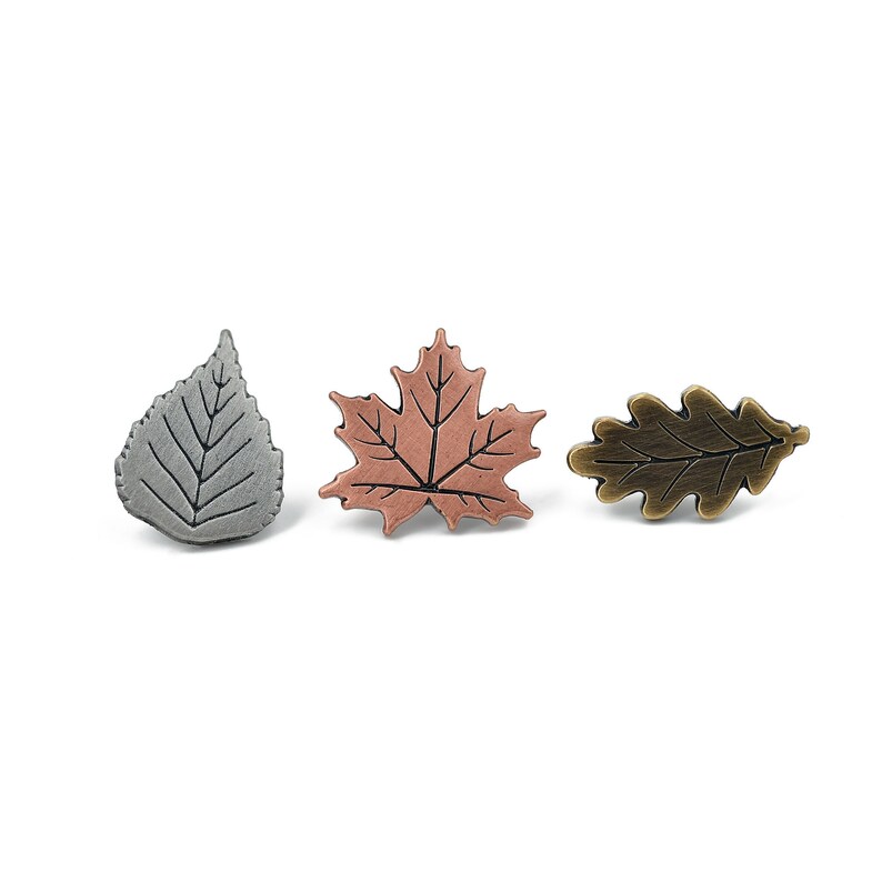 Set of 3 Leaf pins lapel pin, badge, brooch, pin image 9