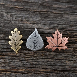 Set of 3 Leaf pins lapel pin, badge, brooch, pin image 10