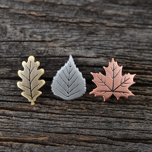 Set of 3 Leaf pins lapel pin, badge, brooch, pin image 10