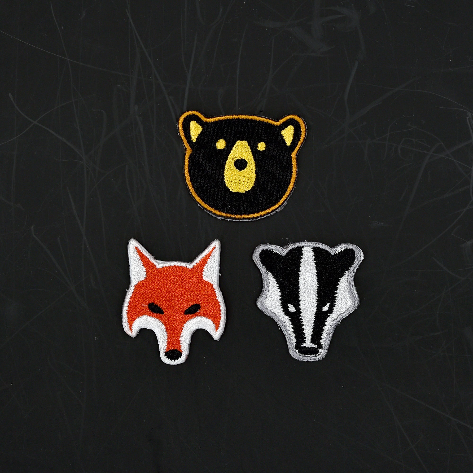 Bear, Fox and Badger Small Patch-set - Iron On, Badge, Embroidery ...