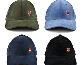 Cord Baseball Cap with Fox Embroidery – 100% Organic Cotton