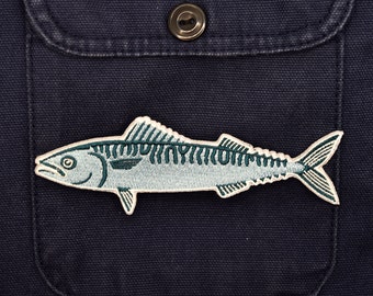 Mackerel - patch, iron on, badge, embroidery, patches, animal, wildlife, fish, fishing, flyfishing