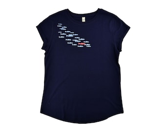 Kingfisher - Women's Organic-Cotton-T-Shirt, ethical fashion, fair, organic, sustainable, vegane - hand-printed in Vienna