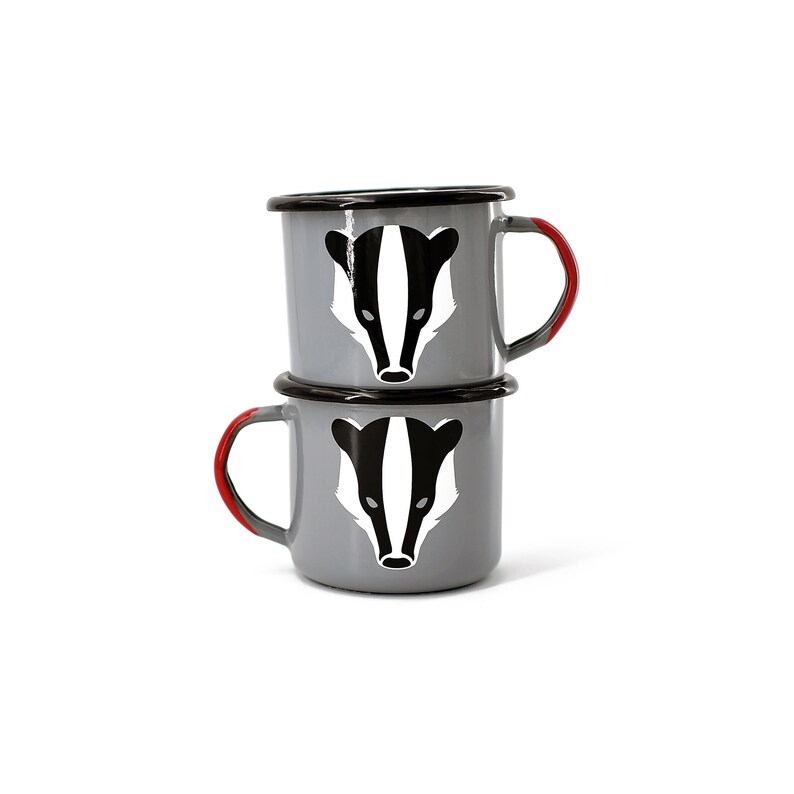 Dachs Emaille Tasse Camping Becher, Tier, Wald, Wandern, Outdoor, Zelten, Natur, Kaffetasse, Waldtier, handgemacht in der EU Bild 8