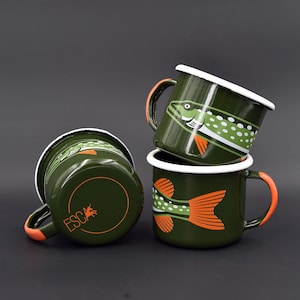 Pike Enamel Mug - camping mug, handmade in the EU