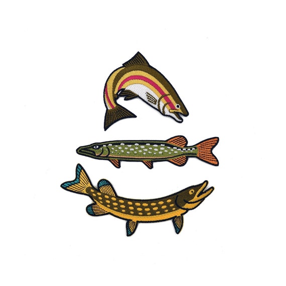 3 Fish Set Patches, Iron On, Badge, Embroidery, Patches 