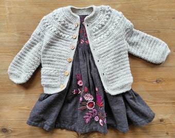 Crochet pattern baby sweater, crochet cardigan, crochet yoke cardigan for kids