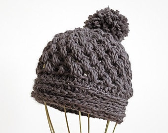 Crochet chunky hat pattern pom pom beanie hat crochet pattern chunky pom pom hat crochet diy  MP042