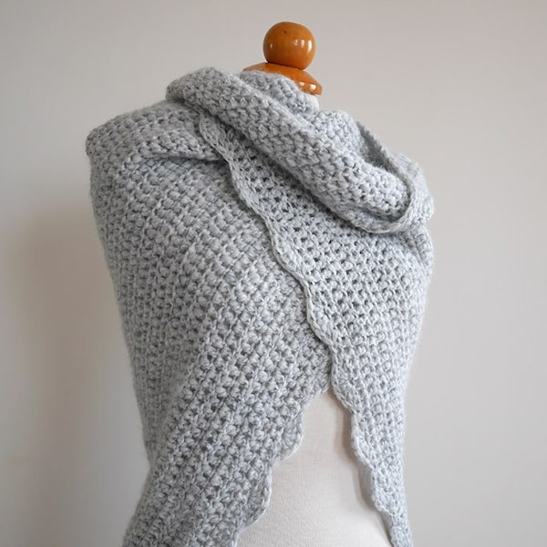 Beginner Crochet Triangle Shawl Pattern: Easy Bulky Yarn Wrap (PDF Pattern)