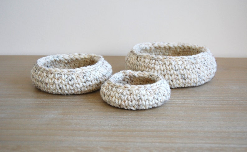 Crochet bowl pattern, nesting basket crochet pattern, nesting bowls, entryway storage, home storage ideas image 2