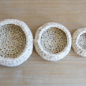 Crochet bowl pattern, nesting basket crochet pattern, nesting bowls, entryway storage, home storage ideas image 4