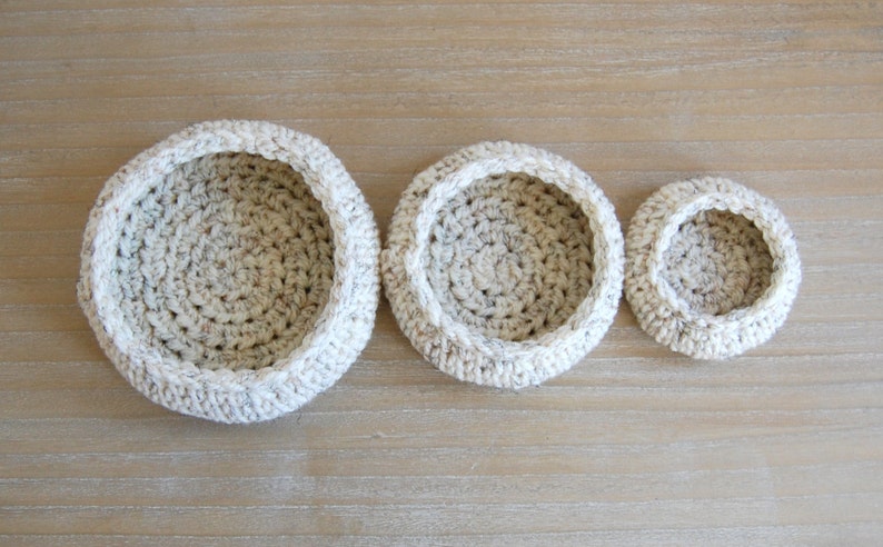 Crochet bowl pattern, nesting basket crochet pattern, nesting bowls, entryway storage, home storage ideas image 4