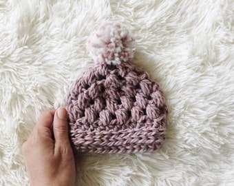 Crochet Baby Hat Pattern: Pom Pom Beanie (Newborn to Tween PDF)
