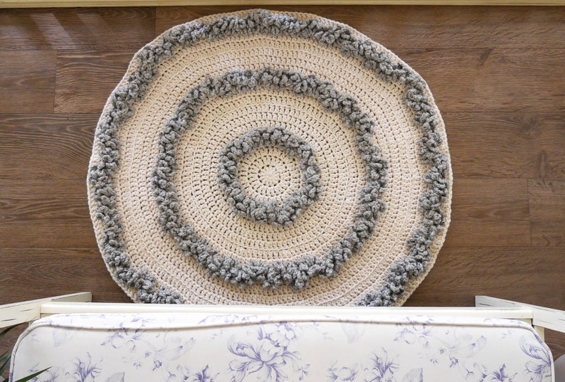 Crochet pattern rug, hygge rug, crochet rug, home decor, are arug image 2