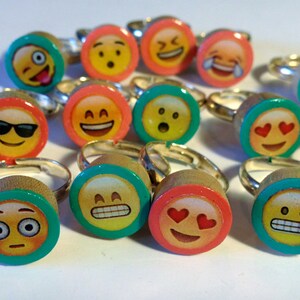Stemming ringen Emoji-houten ringen-handgemaakte ringen-geschilderd hout gick cadeau