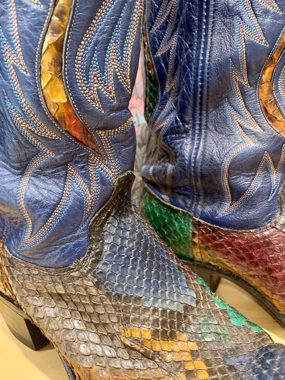 Vintage Dan Post Snakeskin Python Leather Cowboy … - image 2