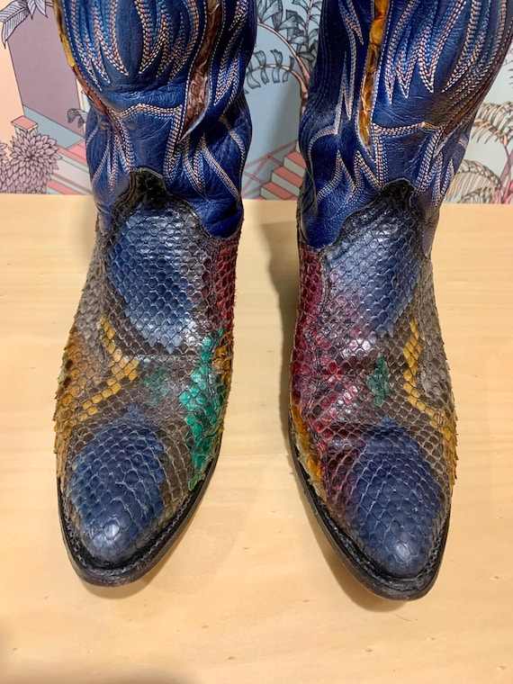 Vintage Dan Post Snakeskin Python Leather Cowboy … - image 4