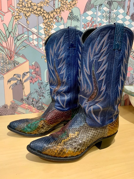 Vintage Dan Post Snakeskin Python Leather Cowboy … - image 5