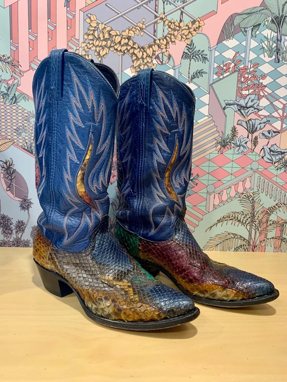 Vintage Dan Post Snakeskin Python Leather Cowboy … - image 1